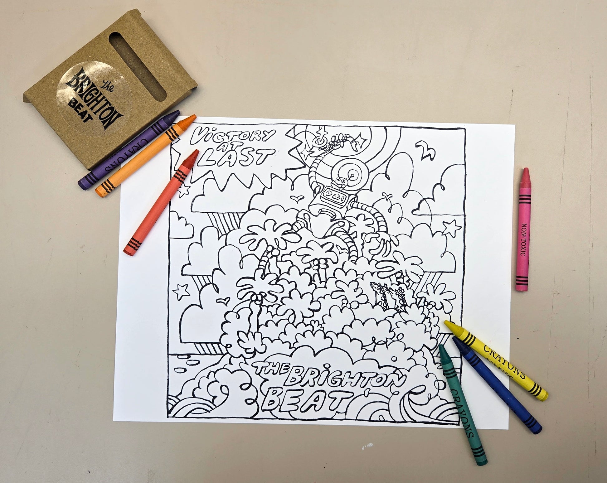 "Victory At Last" Coloring Poster w/Crayons!