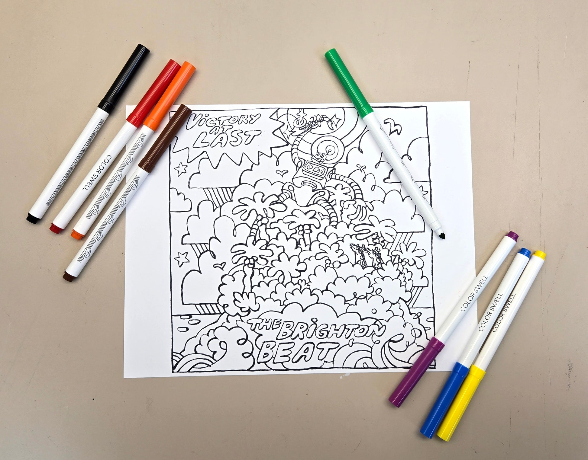 "Victory At Last" Coloring Poster w/Markers!